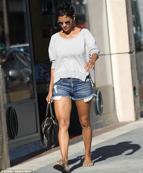 Halle Berry Is Hot To Trot In Tiny Denim Shorts As Little Nahla Goes Riding With Her Father