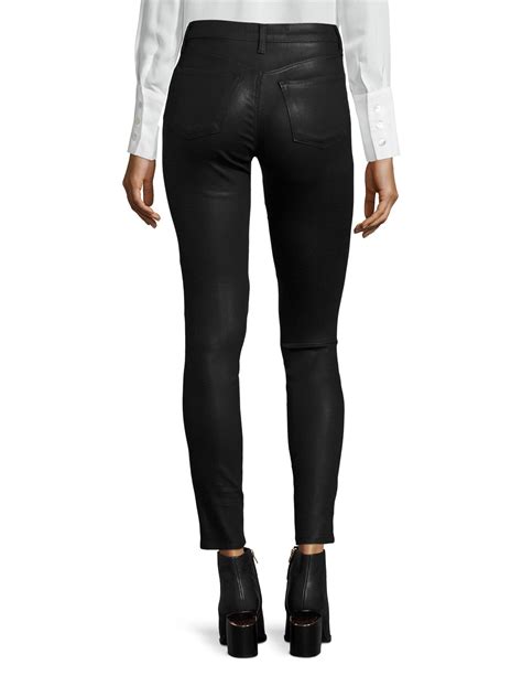 Lyst J Brand Mid Rise Coated Skinny Jeans In Black