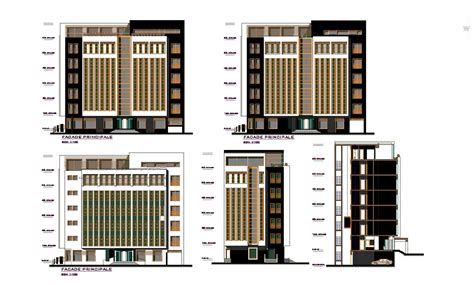 Hotel Building With Different Section And Elevation In Dwg File Cadbull