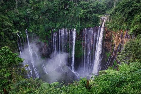 Tumpak Sewu Waterfall Thousand Falls In East Java Indonesia