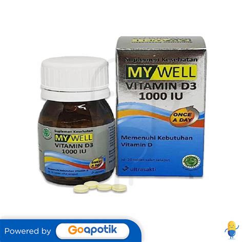 Mywell Vitamin D3 1000 Iu Botol 20 Tablet Kegunaan Efek Samping Dosis Dan Aturan Pakai