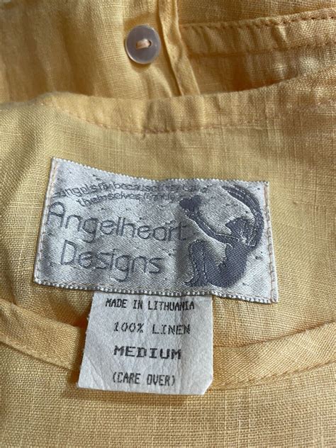 Angelheart Designs FLAX Yellow Linen Dress Size Medium Long Layered