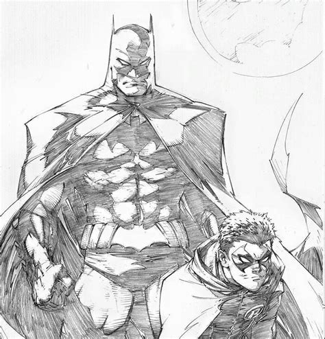Greg Capullos First Batman And Robin Pencils Comic Art Sketch Comic