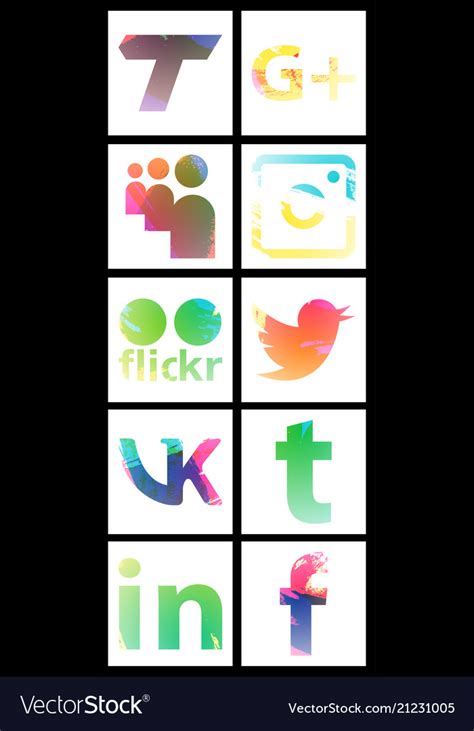 Set Of Social Networking Icons Web Design Flat Vector Image