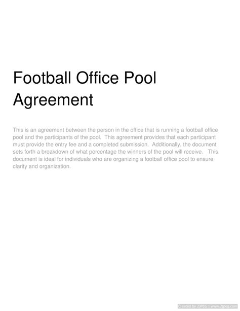 Football Office Pool Agreement