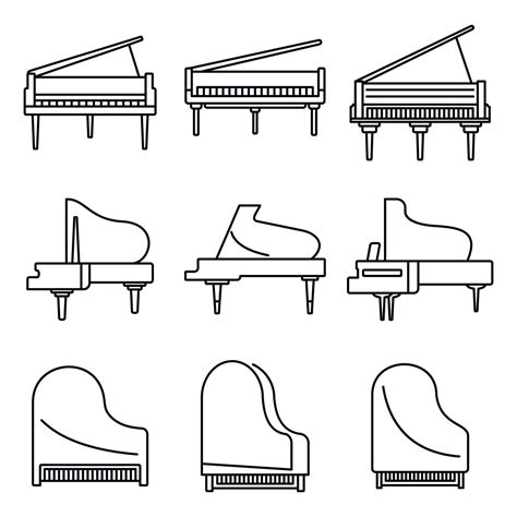 Classic grand piano icons set, outline style 8883861 Vector Art at Vecteezy