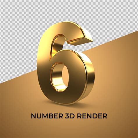 Premium Psd 3d Numbers 6 Gold Style