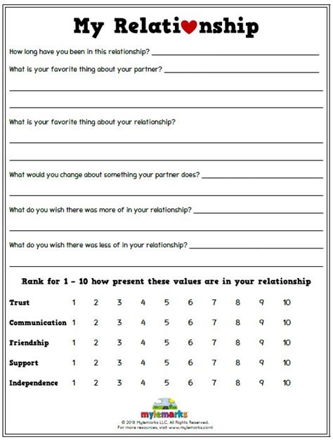 Couples Intimacy Worksheets