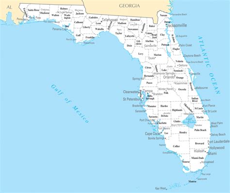 Map Of Florida With Cities Labeled Maps Of Florida