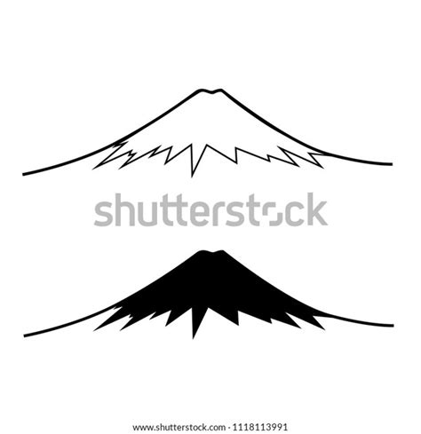 Volcano Mountain Silhouettes Black White Vector Stock Vector Royalty