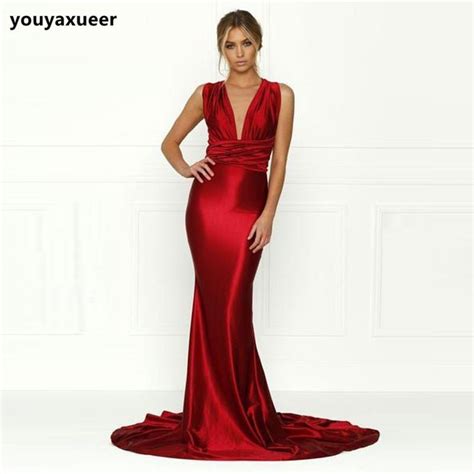 sexy red dress sheath maxi dresses diy straps gown open back shiny wine satin bodycon backless