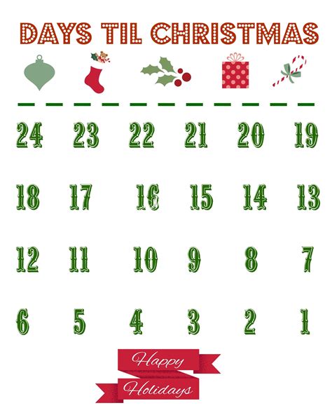 Lovely Printable Christmas Countdown Calendar For Kids Pleasant To My
