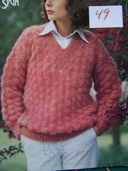 Vintage 70s Jaeger Ladys Mohair Lacy Sweater Hand Knitting Pattern