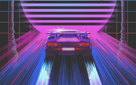Download Wallpaper 1920x1200 Car Retro Art 80s Neon