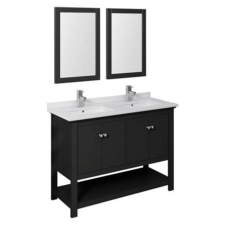 Fresca Manchester 48 Inch Black Traditional Double Sink Bathroom Vanity
