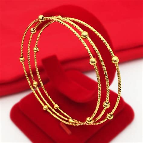 Wholesale Thin Bangle 18k Yellow Gold Filled Fashion Womens Bracelet