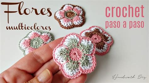 Cómo Tejer Flor Multicolor A Crochet Paso A Paso Youtube