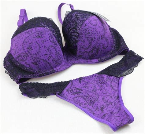 Sexy Push Up Lace Bra And Thong Sets Women Underwear Sets Purple Bras
