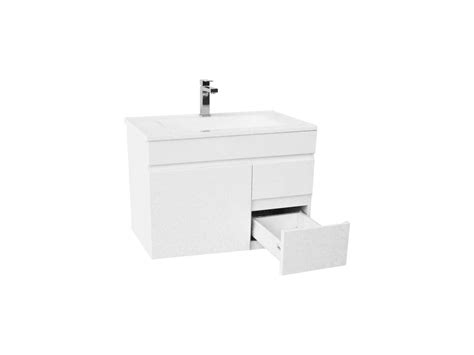 Espire 760mm Wall Hung Vanity Unit Single Bowl 1 Door 2 Drawers Wave Top White From Reece