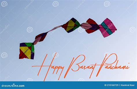 Illustration Of Happy Basant Panchami Colourful Kites In The Sky Stock