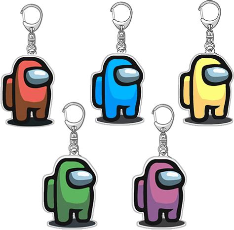 Among Us Keychains Acrylic Gaming Characters Crewmate Key Chains 5pcs