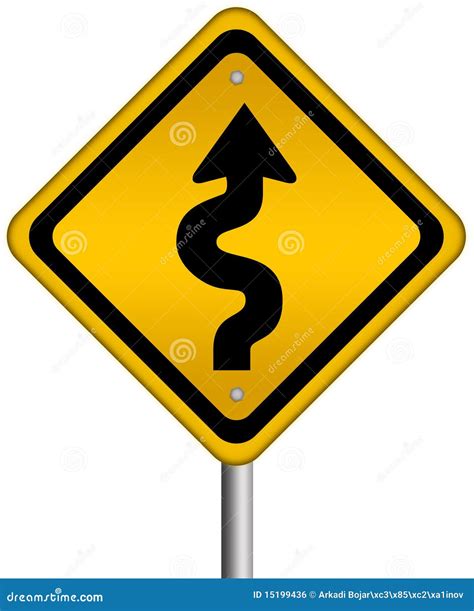 Curvy Road Warning Sign Cartoon Vector 14490003