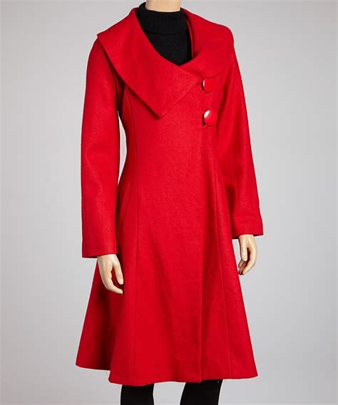 73 Red Shawl Collar Wool Blend Coat On Zulily 25 Oct Clothes