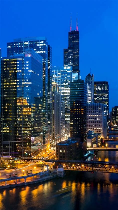 Chicago Night Skyline Iphone Wallpaper Posted By Ethan Peltier