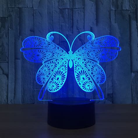 Butterfly 3d Lamp 7 Colors Changing 3d Visual Led Night Light Usb