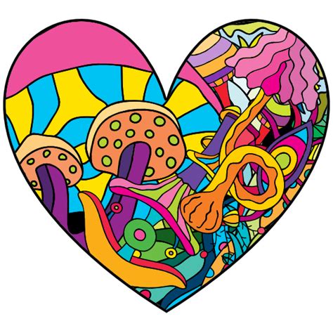 Psychedelic Heart Shaped Hippie Sticker