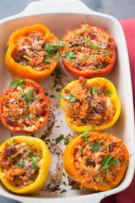 Italian Stuffed Peppers With Sausage And Orzo