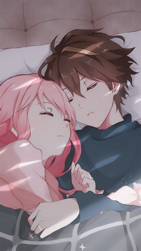 Download 720x1280 Ouma Shu Yuzuriha Inori Sleeping Couple Cuilty