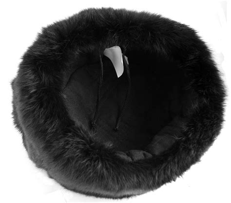 Black Genuine Rabbit Fur Russian Ushanka Winter Hat Trapper Bomber W