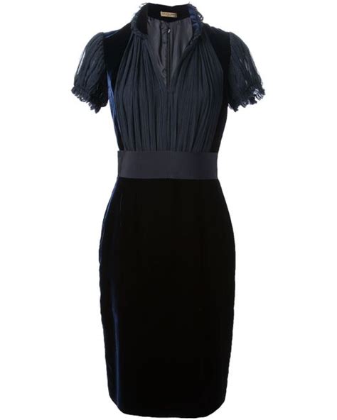 Alexander Mcqueen Velvet Dress In Blue Lyst