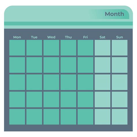 Monday To Friday Blank Calendar Template Template Monday Through