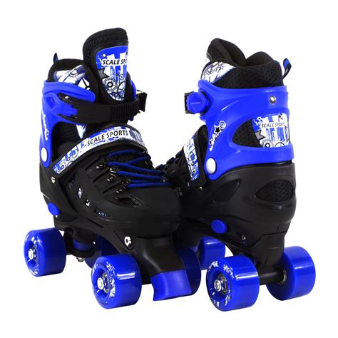 Adjustable Blue Quad Roller Skates For Kids Small Sizes