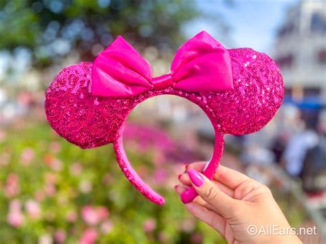 Mickey Minnie Mouse Headband Ears Disney Park Sparkly Sequence Pink Bow