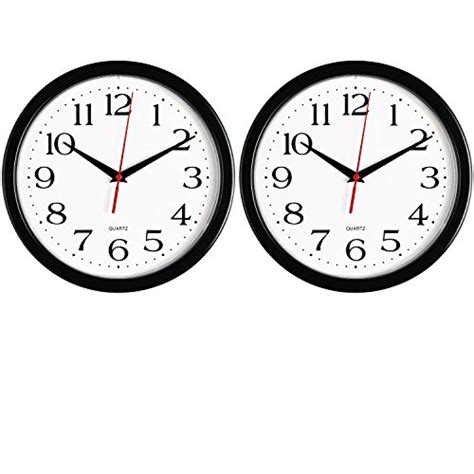 Bernhard Products Black Wall Clocks 2 Pack Silent Non Ticking 10 Inch