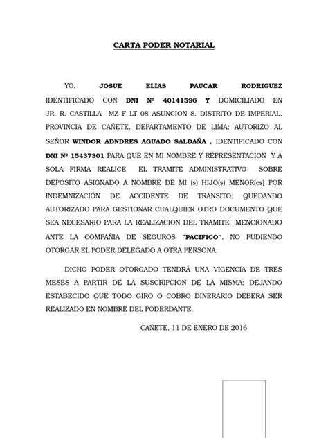 Carta Poder Notarial Josue Elias Paucar Rodriguez