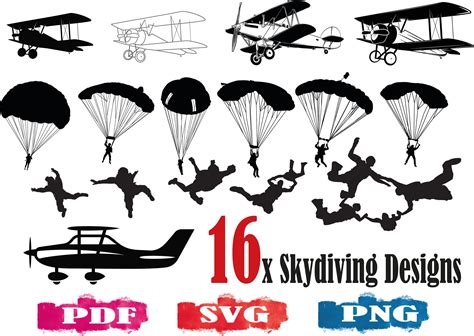 Skydiving Svg Parachute Svg Parachute Silhouetteskydive Etsy