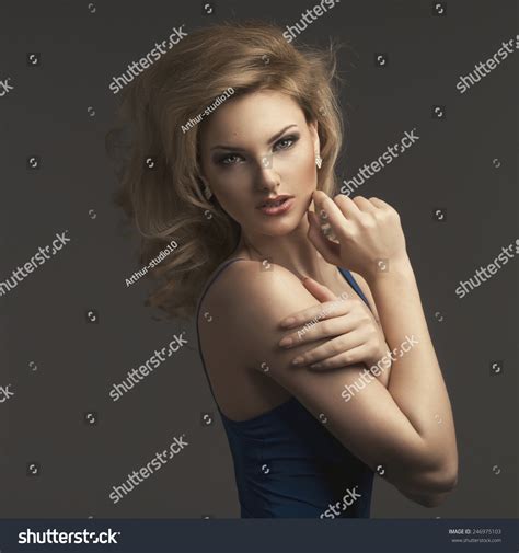 Sensual Beautiful Blonde Woman Posing Sensual Stock Photo