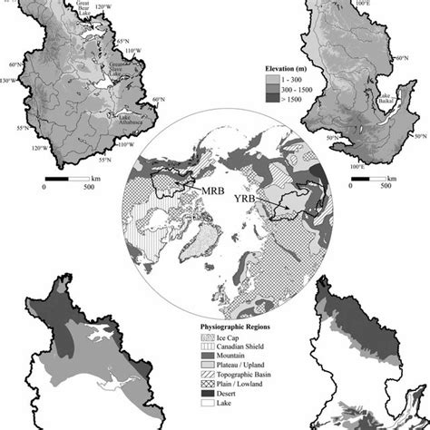 Topography Of Mackenzie River Basin And Yenisei River Basin Top