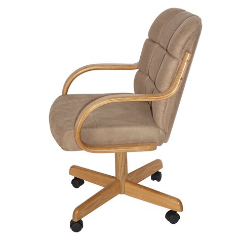 Richland rolled back tufted beige dining chair. Davila Mid-Back Dining Caster Chair with Arms | Wayfair