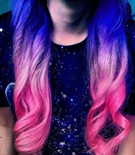 Pink Blue And Purple Ombre Hair Colorful Hair