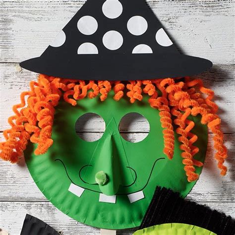 Witch Paper Plate Mask For Halloween Project Halloween Mask Craft