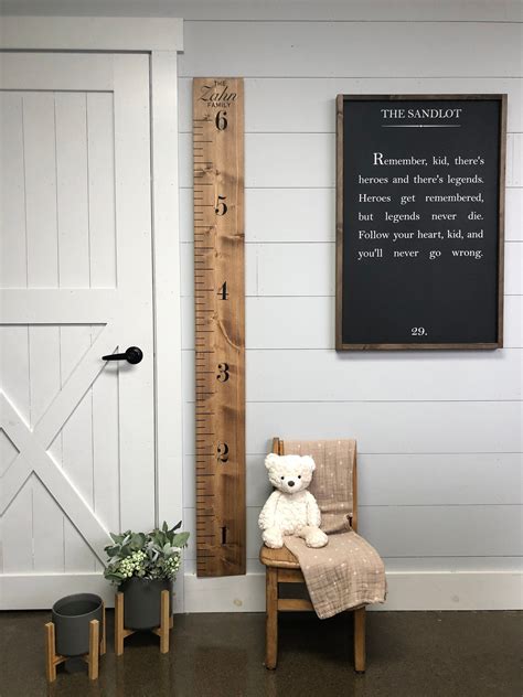 Height Chart Ruler With Name At The Top Wooden Growth Chart Etsy
