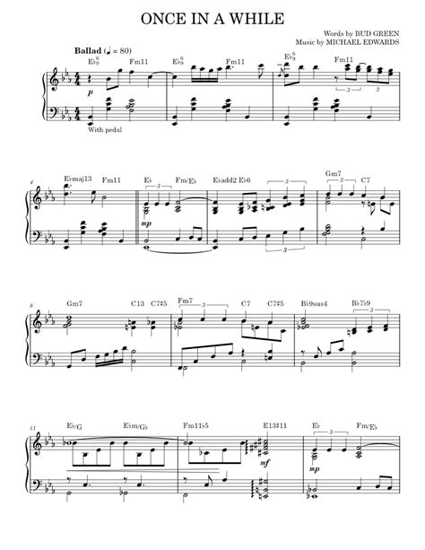 Once In A While Sheet Music For Piano By Michael Edwards Music Notes