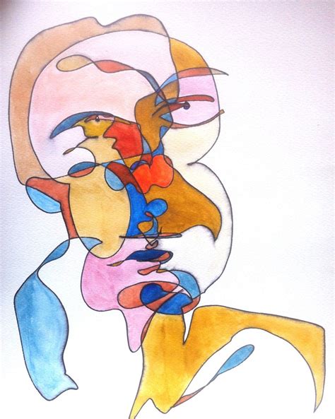 › ideas for blind drawing game. Original Portrait - Ink and Watercolor - 25x35cm - Blind ...