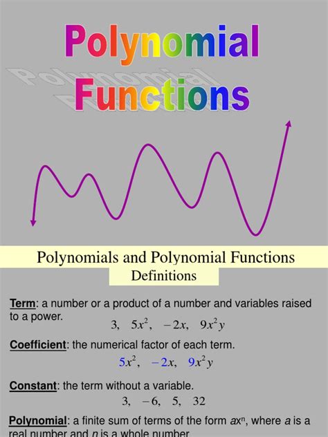 Polynomial Functions 1 Polynomial Mathematical Concepts