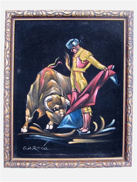 Framed Matador Bullfighter Velvet Painting Signed Garcia Etsy